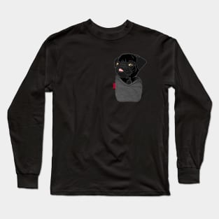 Black Pug FU Pocket Long Sleeve T-Shirt